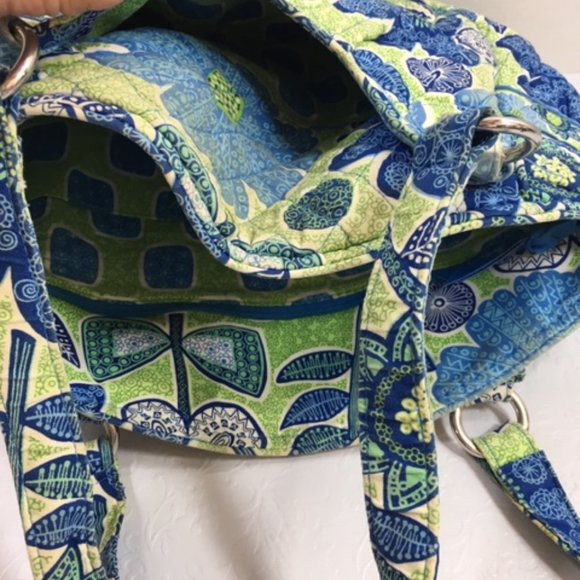 Vera Bradley Quilted Blue Green White Multi Compartments Quilted Shoulder Bag - Picture 11 of 16